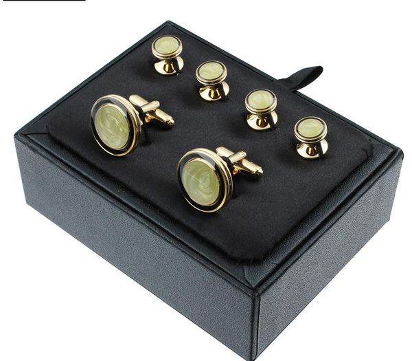 

hawson stone cufflinks sets gold color cuff links and studs for mens tuxedo accessory party11, Silver;golden