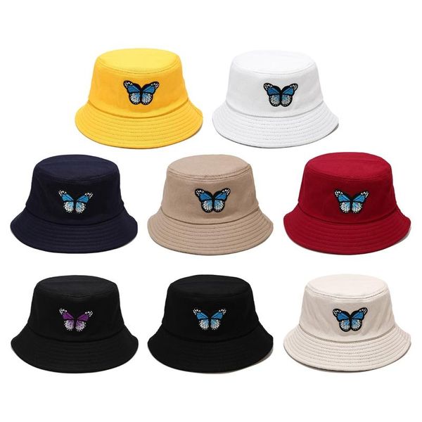 

Butterfly Bucket Hat Women Outdoor Summer Foldable Bucket Hats Anti-sunburn Fishing Fisherman Hats Flat Beach Sun Hat Cap, Blue;gray