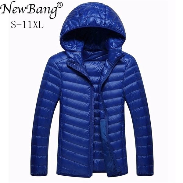

newbang brand 8xl 9xl 10xl men's down jacket ultra light down jacket men lightweight feather hooded warm portable winter coat 201130, Black