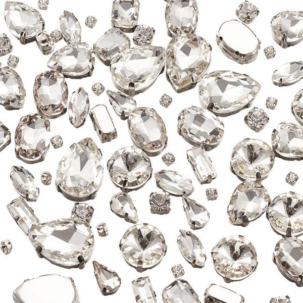 

sew on glass rhinestone with brass prong settings garments accessoriess with sewing needles mixed shapes clear 18 jllsnr, Black;white