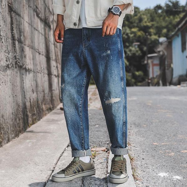 

jeans for men ripped jeans spring and autumn loose all-match fashion pants with small feet plus size pants distressed1, Blue