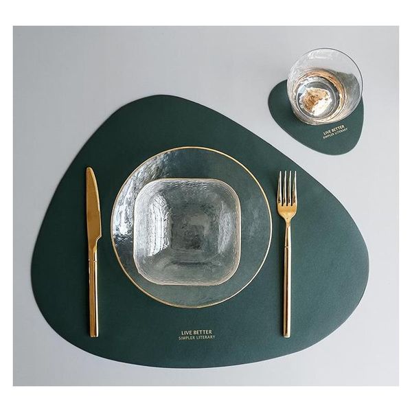 

8 pack leather placemats,cactus cup coasters mats table mat heat insulation waterproof and oil proof for kitchen dining room dishwasher