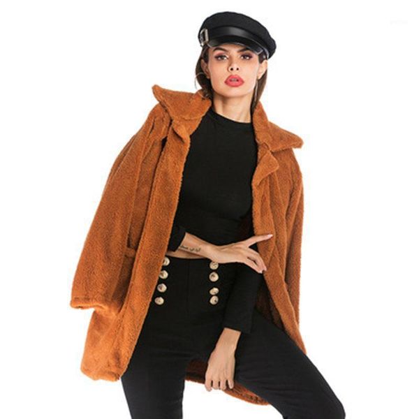 

autumn winter women brown clothes fashion jackets basic wool long sleeve cloak female thick warm cashmere casual ladies streetwe1, Black