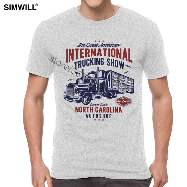 

sport vintage truck t shirt men international trucking show tee retro short sleeve cotton trucker t-shirt north carolina autoshop