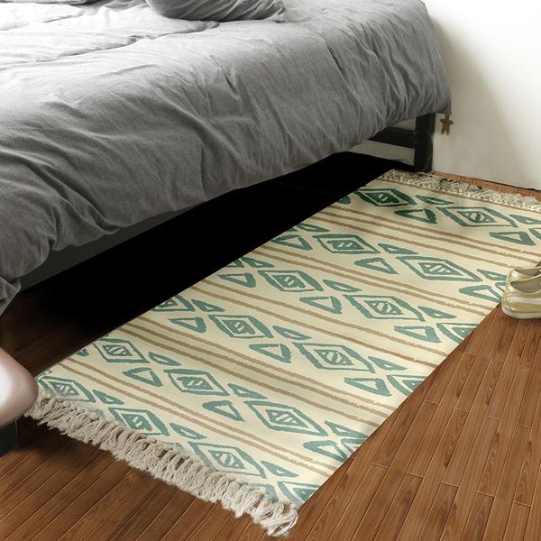 

pure cotton bedside carpet bedroom household rectangular machine wash cotton woven long strip modern simple nordic ground mat