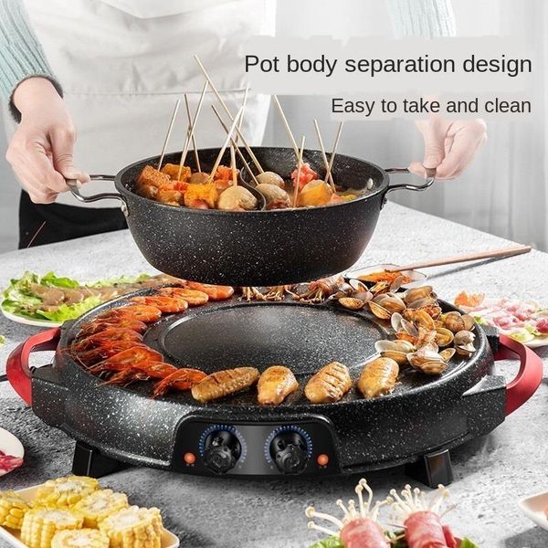 

smokeless electric barbecue grill maifan stone ot pot electric household pot cooker grill 220v