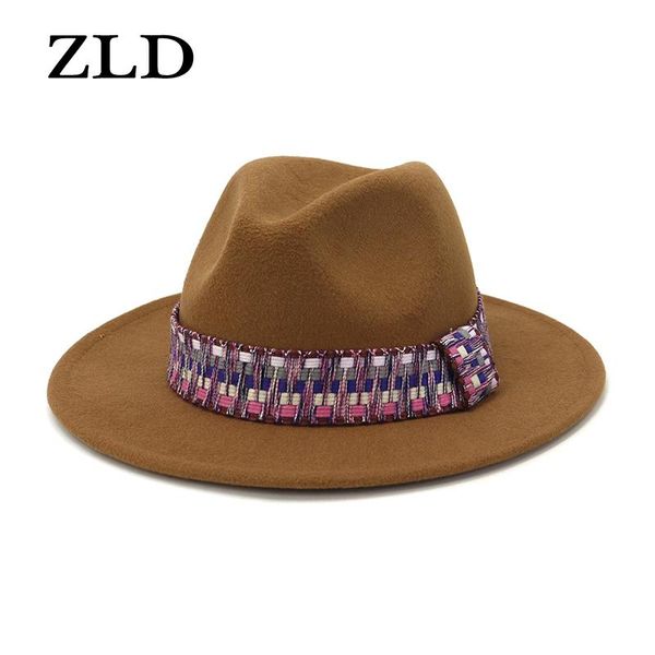 

zld winter new fashion trend men gentleman cap flat brim ladies retro big brimmed hat jazz hat fedoras women autumn outdoor, Blue;gray