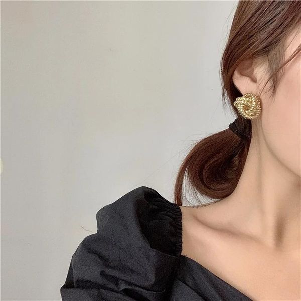 

stud 2021 fashion temperament metal twisted geknoopt oorbellen voor vrouwen meisjes vintage gold kleur partij sieraden geschenken, Golden;silver
