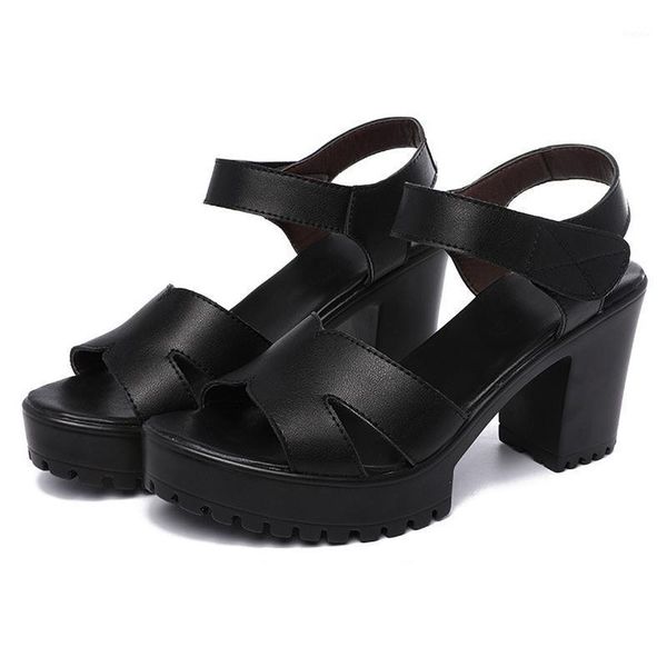 

2021 white black platform shoes women's sandals open toe office work for ladies high heels summer dance shoes large size 32-431