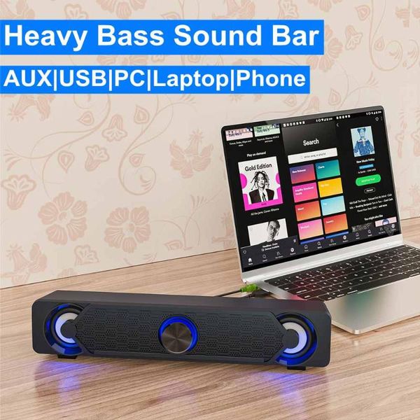 

smalody deskspeaker 10w heavy bass usb powered music player aux hifi stereo subwoofer soundbar led light effect speaker pc
