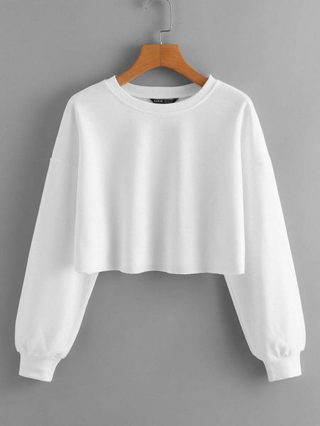 

drop shoulder solid crop pullover j8ti#, White;black