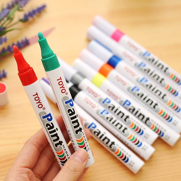 

8pcs/set paint pen not wipe off the mark pen crude head do not fade paint color p dauber pen art supplies, Black;red