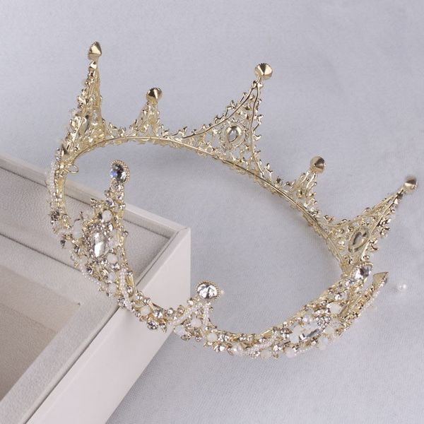 

baroque gold bridal round princess crown headdress wedding dress accessories, Silver