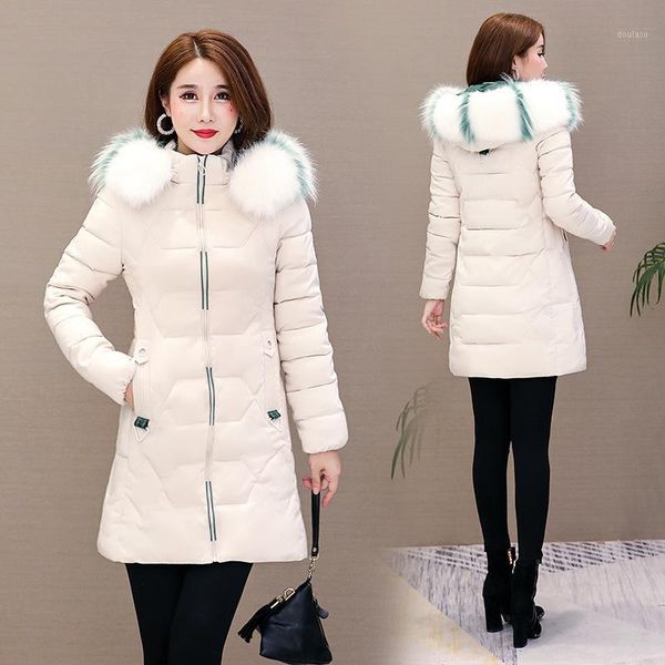 

cotton-padded women's long, korean slim cotton-padded jacket women, thick thin cotton coat1, Black