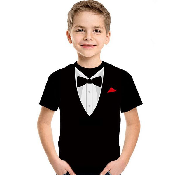 

children's party shirt fashion gentleman shirts england style boys bow/tie short-sleeved shirt performance clothing y200704, Blue