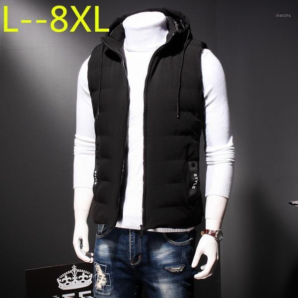 

5xl 6xl plus 4xl 8xl autumn winter warm sleeveless jacket casual coat waistcoat ultra light down vest men1, Black