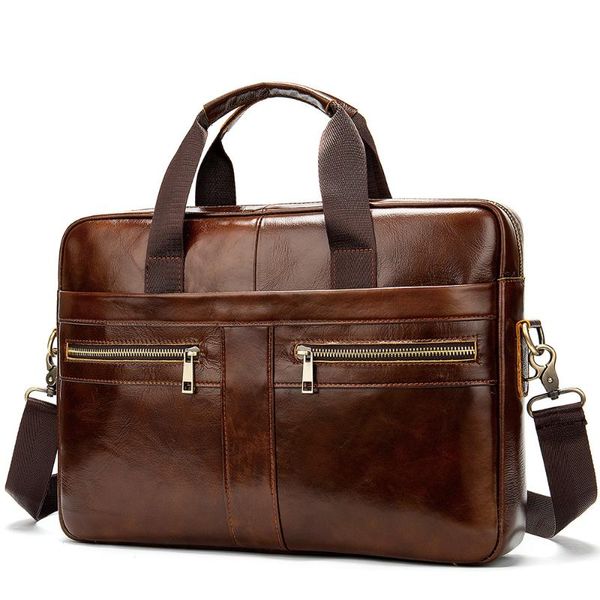 

men's genuine leather briefcase male man lapbag natural leather for men messenger bags men's briefcases