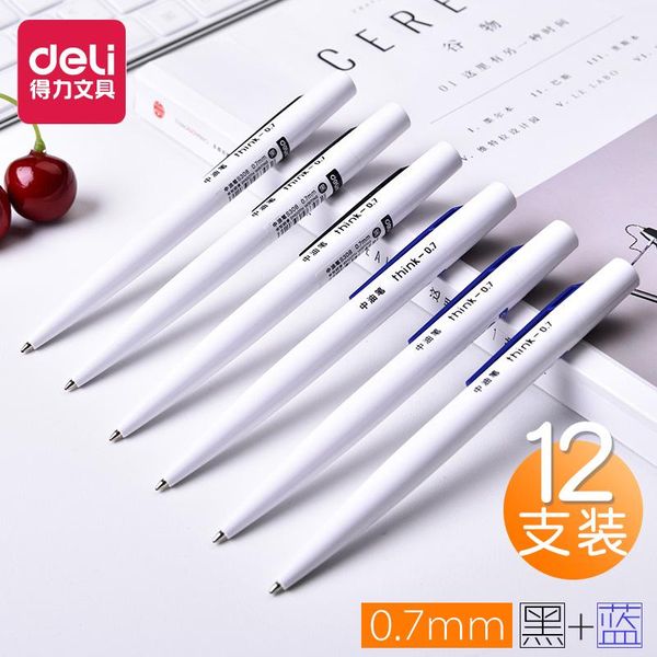 

12pcs deli s308 gel pen black blue office pen gel 0.7mm side press