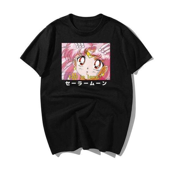 

sport sailor moon summer fashion t shirt men print ulzzang fall in love short sleeve t-shirt 2019 new casual harajuku hip hop tshirt