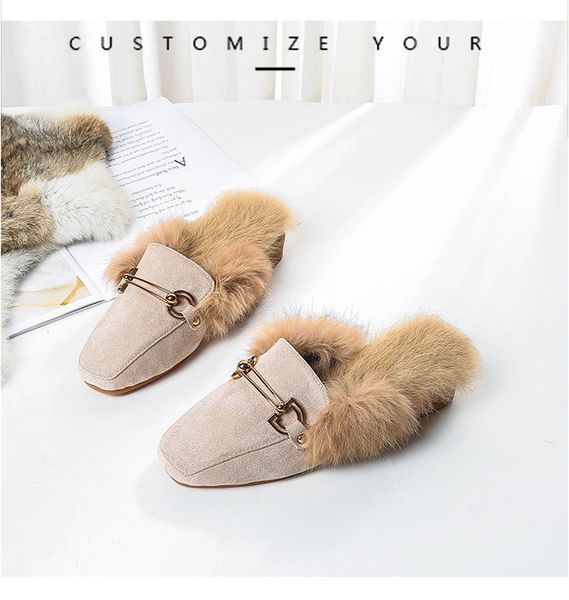 

2021 new spring and winter teddy female style muller shoes net wind red sock slippers z2cd, Black