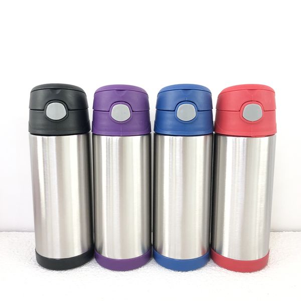 

totally straight 12oz flip sippy bottle tumbler stainless steel vacuum milk cup with straw outdoor camping picnic water bottles