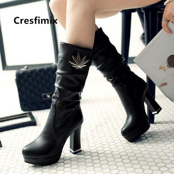 

boots cresfimix damskie buty women fashion black pu leather long ladies cool comfortable winter red bottes femmes b60451
