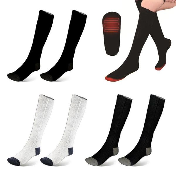 

sports socks electric heated rechargeable adjustable level long knitted foot warmer for winter outdoor skiing cycling sport heat, Black