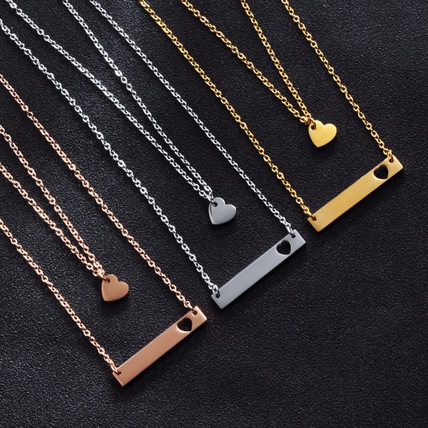 

stainless steel gold plated love strip double necklace set mother daughter sister holiday necklace set 2 pieces, Silver