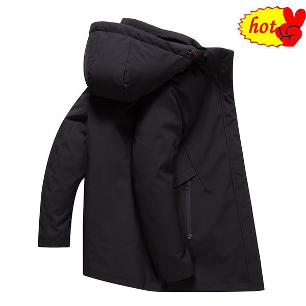 

winter men's 90% coats with detachable liner male fashion casual duck jackets men solid hooded down parkas jk-852, Black