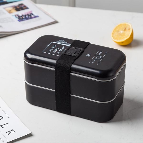 

1000ml fashion double layer lunch box with spoon healthy material bento boxes microwave food storage container lunchbox qylnmm mywjqq