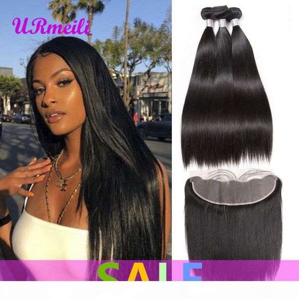 

indian virgin hair straight bundles with 13x4 lace frontal closure straight hair weave 3 4 pcs with lace frontal 100% unprocessed remy hair, Black;brown