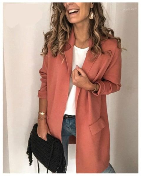 

women's jackets turn down collar suit jacket women 2021 autumn solid lapel slim fit ladies office coat cardigan 1, Black;brown