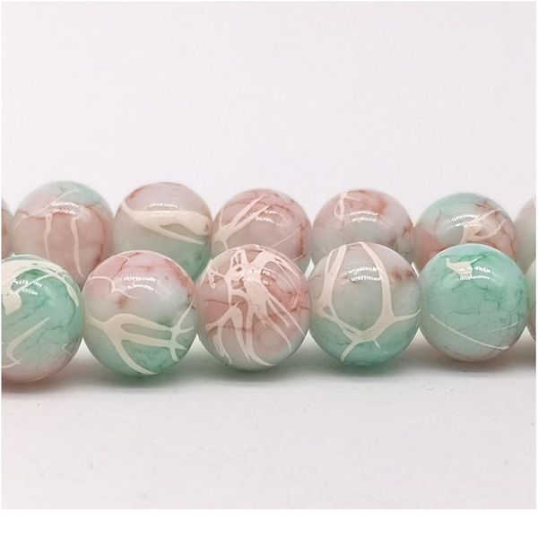 

wholesale 4/6/8/10mm pull white silk glass beads loose spacer beads painted charm for jewellery making diy bracelet&neck jlltql