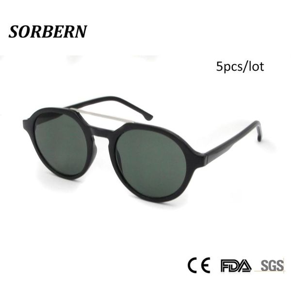 

sorbern wholesales (5pcs/lot) 2020 summer retro men round sunglasses uv400 brand desinger sun glasses women fashion eyeglasses, White;black