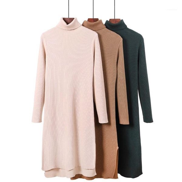 

gigigo thick turtleneck long women sweater autumn winter warm pullover sweater femme mid-calf knitwear jumper1, White;black