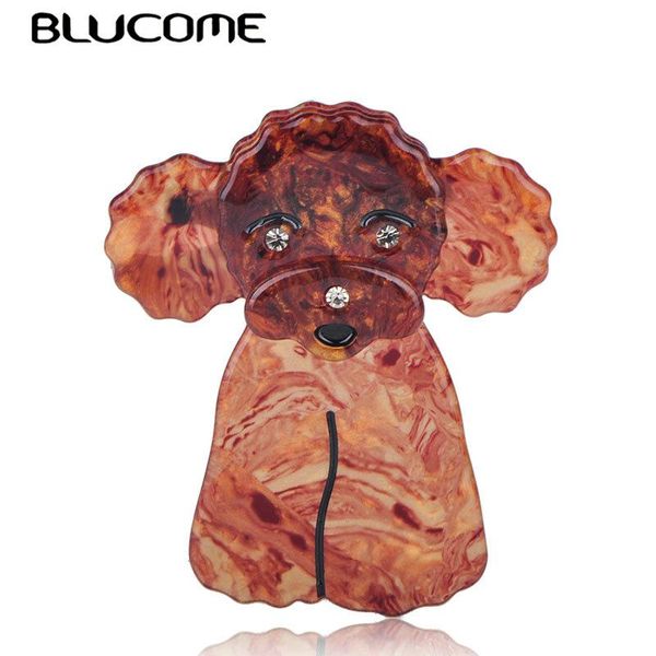 Pins, Spille Blucome Blucome Bella Brown Toy Boodle Dog Shape Spilla Animale Motivo Acrilico Gioielli Acrilico per Lady Donne Corsage Pin Accessori