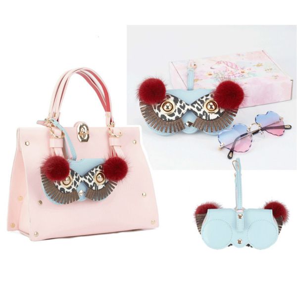 

2020 plutonium case leather new fashion glasses in of cartoon woman portable box sunglasses cute sun protection bags itun, Black;red