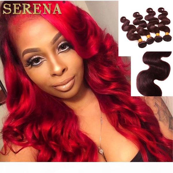 

ombre burgundy wine red 99j body wave 4pcs lot queen hair brazilian virgin hair products weave human hair extensions 7a ing, Black