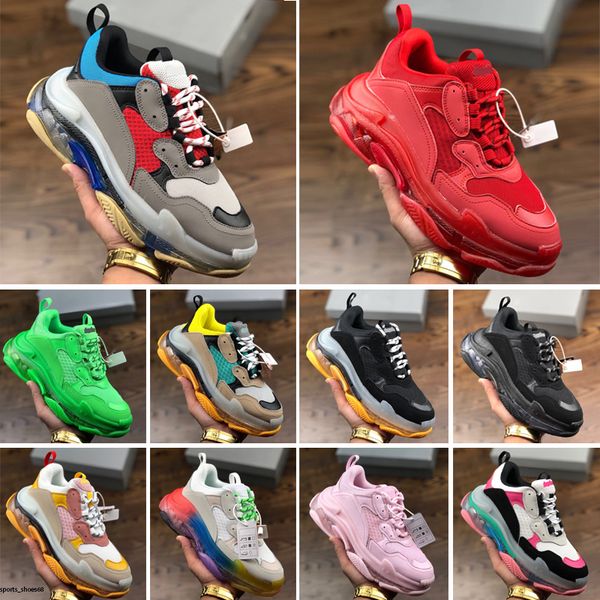 

2020 new paris fashion 17fw triple s sneakers boots for men women green white sneakers vintage old dad grandpa casual shoes, White;red