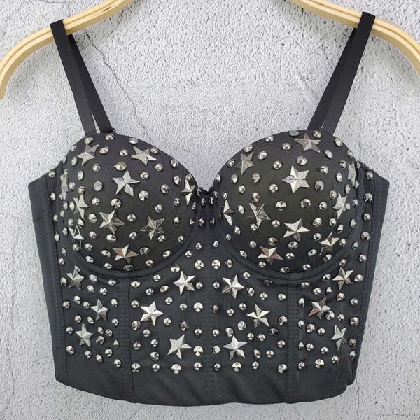 

birthday outfits for women five-pointed star beaded vest sling personality tube banquet performance wear nightclub, Black;red