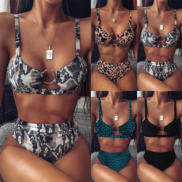 

2020 new bikini leopard split swimsuit, White;black