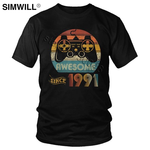

awesome vintage video game awesome since 1991 men's casual short sleeve birthday gift tee sport hooded sweatshirt hoodie men t shirt