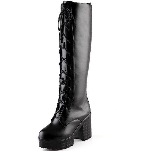 

women boots high heels women's rubber shoes rain booties ladies clogs platform round toe lace up luxury designer stiletto, Black