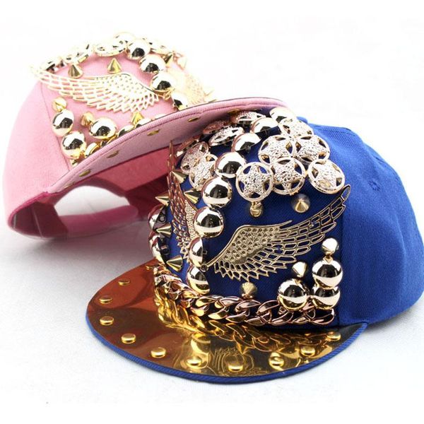 

новая мода дети hip hop cap punk skull сценическое street спектакли rivet бейсболки snapback шляпы дети причинная hat sqckfi home2006, Black;white