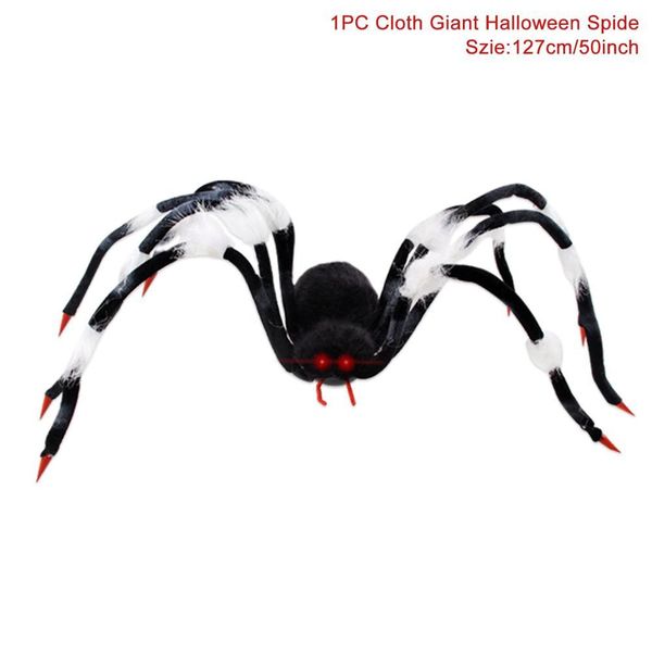

125cm oversized artificial plush spider with led eyes spooky sound shaking body halloween decor horror halloween party supplies wmttoc