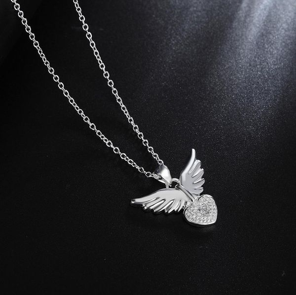 

wholesale silver color for women wedding noble beautiful fashion elegant charm pretty angel wings necklace jewelry jshn905 h bbyvqe