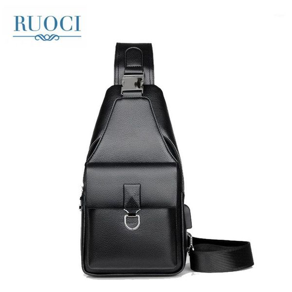 

usb charging earphone hole men chest bag leather waterproof casual messenger shoulder bag male crossbody waist pack1