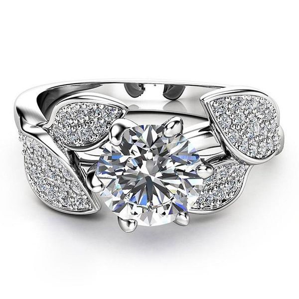 

fashion elegant flower zircon rings for women, Slivery;golden