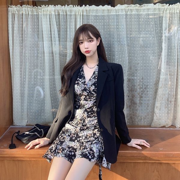 

2020 new hepburn style french style first love fragmentary flower dress sweet dress dating fairy little skirt c2527 8ugic, Black;gray