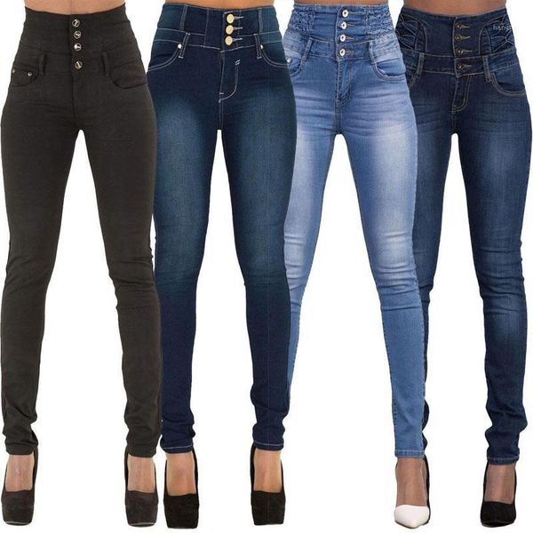

fashion women skinny jeans high waist jeans slim fit pant stretch pant long denim casual women1, Blue